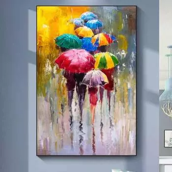 Зонт от дождя, абстрактное современное искусство, печать, картина маслом, модное украшение для дома, куадрос, фон, украшение на стену 20*40cm No Frame
