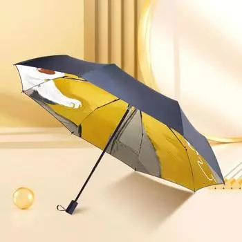 Зонт от дождя с анимацией из мультфильмов, черное покрытие, защита от ветра и ультрафиолета, милый пляжный зонтик Sweethearts, внутренний принт с изображением кота