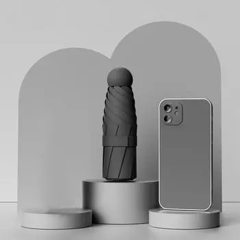 Зонт от солнца, черный виниловый солнцезащитный зонт, капсульный зонт с шестью ребрами, диаметр 93 см чёрный