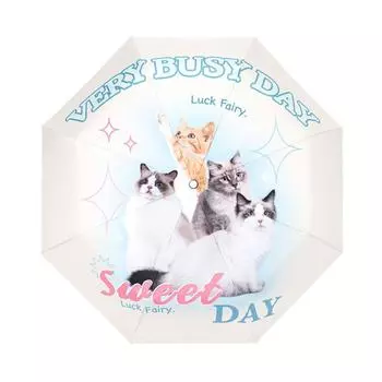 Зонт от солнца Cream Cat Triple Folding для очаровательных девочек с функцией автоматического зонта для защиты от солнца и дождя