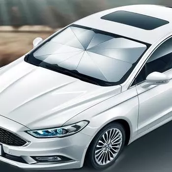 Зонт от солнца на лобовом стекле автомобиля, складной солнцезащитный козырек от автомобильного зонта с УФ-блоком (Теплоизоляция Защита) для автомобильных чехлов на лобовое стекло большинства автомобилей S(125*65cm/ 49*25.5inch)