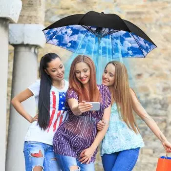 Зонт от солнца с вентилятором, портативный вентилятор для защиты от запотевания UPF 50+, летний охладитель для пляжа на открытом воздухе