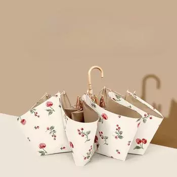 Зонт от солнца с защитой от ультрафиолета и защитой от солнца в стиле ретро вишневого цвета, складной зонт от солнца двойного назначения