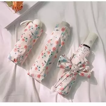 Зонт от солнца с защитой от ультрафиолета для студенток, свежий цветочный зонтик для дождливого дня, складной полностью автоматический зонт