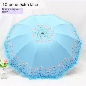 Зонт от солнца, солнцезащитный крем, устойчивый к ультрафиолетовому излучению виниловый зонтик, высококлассный складной кружевной зонтик для глаз двойного назначения. белый