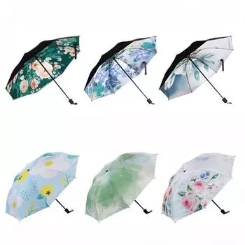 Зонт от солнца Защита от солнца УФ-защита Зонт Женский мужской Зонт от солнца двойного назначения Черный клей Портативный прочный складной зонт