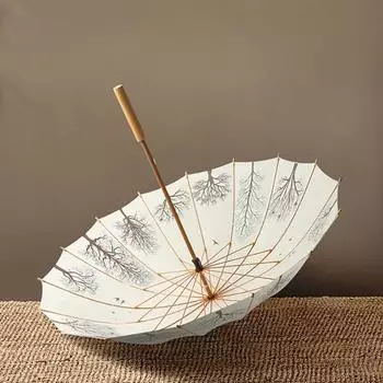 Зонт от ветра с длинной ручкой, 16 костей, ретро, литературный, древний двойной зонт, Ханфу, парный зонт с прямой ручкой 16bone