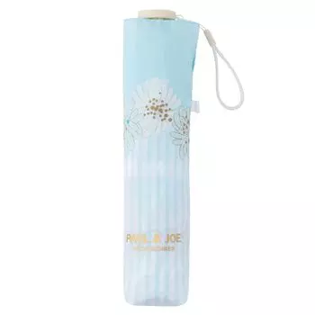 Зонт PAUL JOE ACCESSOIRES, легкий, тонкий, складной, с защитой от ультрафиолета, 55 см, полосатый, хризантема 11116, бледно-небесный и (Пол и Джо)