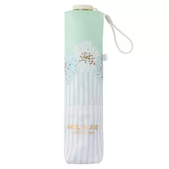 Зонт PAUL JOE ACCESSOIRES, легкий, тонкий, складной, с защитой от ультрафиолета, 55 см, полосатый, хризантема 11116, мятно-зеленый и (Пол и Джо) мятный зеленый