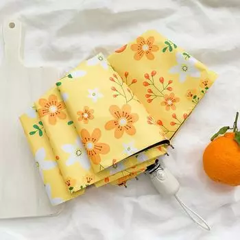 Зонт с цветочным принтом, женский складной анти-УФ-зонт, автоматический ветрозащитный сверхлегкий зонтик, женский зонтик