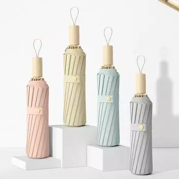 Зонт с деревянной ручкой и 16 спицами, ветрозащитный, прочный, простой, складной, для женщин, УФ-зонт, японский зонт серый