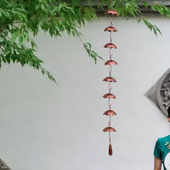 Зонт с подвеской в виде дождевой цепи 3,3 фута, антикварный орнамент, железный декоративный элемент для домашнего сада, уличного водостока