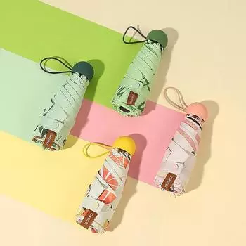 Зонт с шестью костями, капсульный фруктовый зонт, УФ-тени, виниловый прозрачный зонт, складной карманный зонт от солнца, мини-зонт от солнца