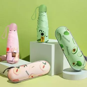 Зонт с шестью костями, капсульный фруктовый зонт, УФ-тени, виниловый прозрачный зонт, складной карманный зонт от солнца, мини-зонт от солнца