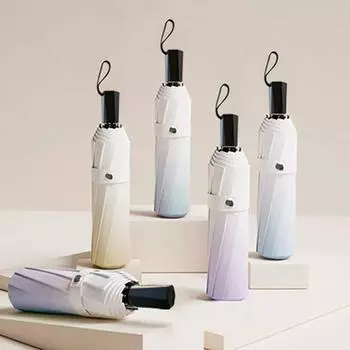 Зонт с тройным градиентом цвета с черным покрытием, зонты от дождя и солнца