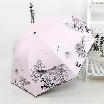 Зонт с тушью, анти-УФ-складной зонт от дождя, женский зонт в китайском стиле, ветрозащитный модный зонт, женский подарок