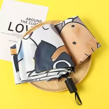 Зонт с защитой от солнца с принтом в виде кошки и буквами, защита от ультрафиолета, складной зонт от солнца с изображением девочки automatic