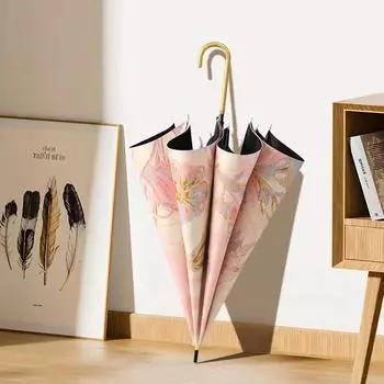 Зонт с женской ручкой в стиле ретро, 8 костяных стержней, виниловый зонт, простой зонт с длинной ручкой, японский, маленький, свежий