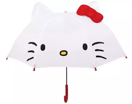 Зонт Sanrio с ушками персонажа, длинный зонт Jump Hello Kitty, 8 спиц, 47 см, 19226, дистрибьютор, детский, 100~110 см [Авторизованный продукт]