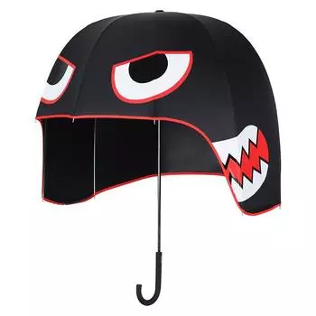Зонт-шлем с рисунком из мультфильма, 10 спиц, защита от ультрафиолета, длинная ручка, зонт от солнца и дождя, черный, высота Height Greater Than 140cm чёрный