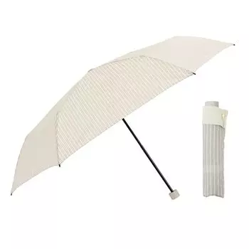 Зонт складной Ogawa Hard to Grosgrain Water 57391, женский, ломающийся, прочный, открывающийся вручную, 55 см, LINEDROPS, полосатый, бежевый, лента,