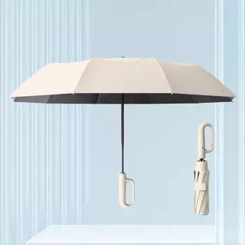 Зонт складной полностью автоматический с одной ручкой и пряжкой, удобный для переноски, более крупный, толстый и прочный. Подходит для мужчин и женщин, портативный и ветрозащитный metal-fiber composite&10K