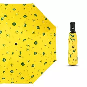 Зонт UV Clover полностью автоматический складной тройной черный резиновый солнцезащитный зонт женский белый