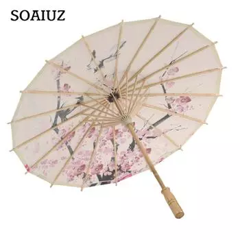 Зонт в китайском стиле для фотосъемки, декоративный зонт из масляной бумаги, бамбуковый зонтик для танцев, декоративный зонт с цветком