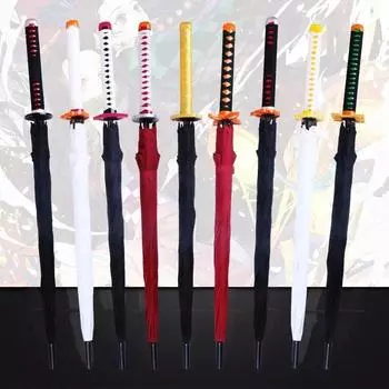 Зонт в стиле аниме с 8 костями и длинной ручкой, ветрозащитный самурайский меч, японский ниндзя, прямой пляжный зонт от солнца и дождя для подарков