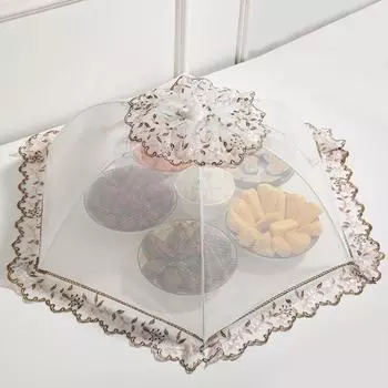 Зонт в стиле, складной чехол для еды, защита от насекомых, кухонные гаджеты, кухонные принадлежности, чехол для стола, кемпинга 60x60cm коричневый