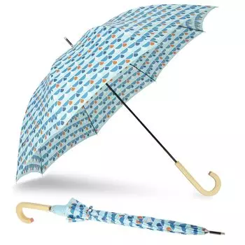 Зонт женский Ogawa Scandinavian Corco Drop Family Respect for the Aged 81129, с узором, легкий, прочный, синий, подарок, подарок, для мамы