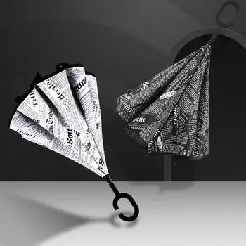 Зонт Зонт с длинной ручкой Двухслойный автомобильный зонт громкой связи Двухслойный Креативный 79cm