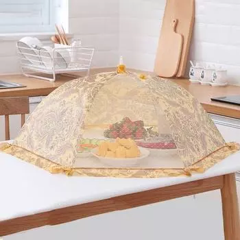 Зонтичный стиль, крышка для еды, сетчатая дышащая крышка для посуды, модная крышка для еды жёлтый