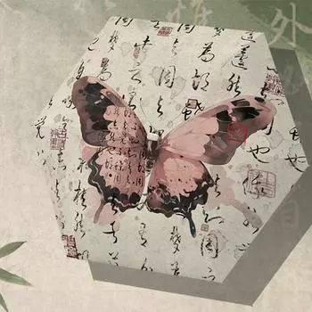 Зонты в китайском стиле с рисунком тушью, автоматические, сверхлегкие, мини-зонтики, защита от солнца, ветрозащитный, шесть складных зонтов от дождя