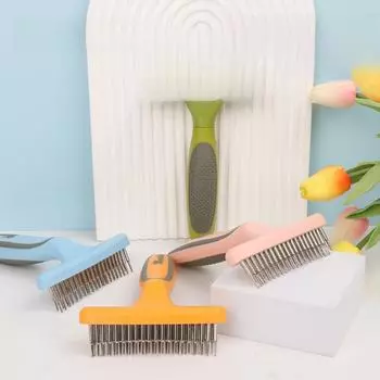 Зоотовары Двухрядная расческа для ногтей | Щетка для ухода за собаками и плюшевыми мишками | Расческа со штифтами для удаления колтунов 922120 оранжевый