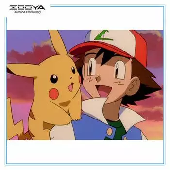 ZOOYA 3D Алмазная вышивка Картина Вышивка крестом Круглый горный хрусталь Картина Пикачу