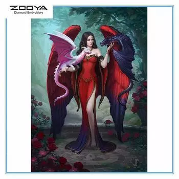 ZOOYA 5D DIY Алмазная картина Вышивка Полный дрель Алмазная мозаика Дракон Ведьма Стежок Домашний декор