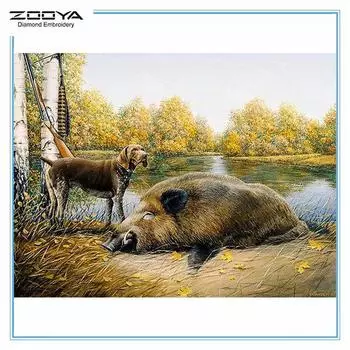 ZOOYA DIY 3D Алмазная вышивка Крестиком Домашний декор Дикий кабан