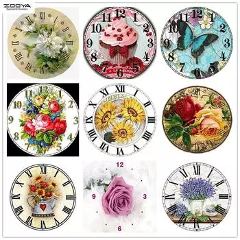 ZOOYA DIY 5D Full Drill Алмазная картина Часы Искусство Вышивка Крестом Мозаика Домашний Декор Подарок