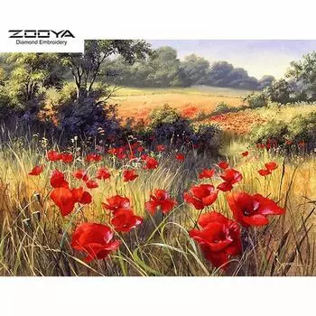 ЗООЯ DIY 5D Полный Круглый Алмазная Картина Полевые Цветы Вышивка Крестом Ремесло Стежок Домашний Декор