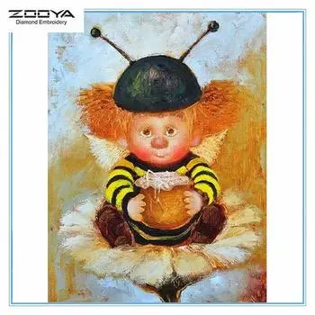 ЗООЯ DIY 5D Полный Круглый Алмазная Картина Красивая Девушка Ангел Вышивка Крестом Ремесло Стежок Домашний Декор