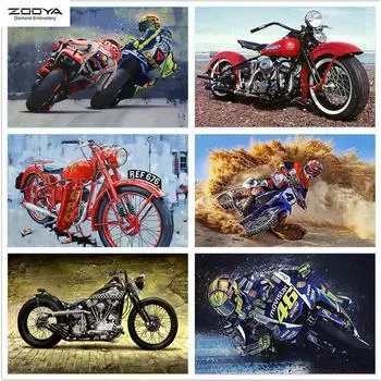 ZOOYA DIY Полный дрель Алмазная картина Мотоцикл Искусство Вышивка Крестом Мозаика Домашний Декор Подарок