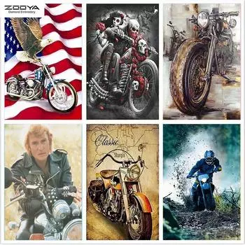 ZOOYA DIY Полный дрель Алмазная картина Мотоцикл Искусство Вышивка Крестом Мозаика Домашний Декор Подарок