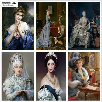 ZOOYA DIY Полный дрель Алмазная картина Женщина Аристократия Искусство Вышивка Стежок Мозаика Домашний Декор Подарок