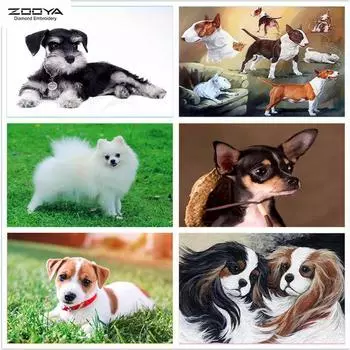 ZOOYA DIY Полный дрель Алмазная картина Животное Собака Искусство Вышивка Крестом Мозаика Домашний Декор Подарок
