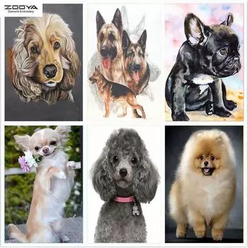 ZOOYA DIY Полный дрель Алмазная картина Животное Собака Искусство Вышивка Крестом Мозаика Домашний Декор Подарок