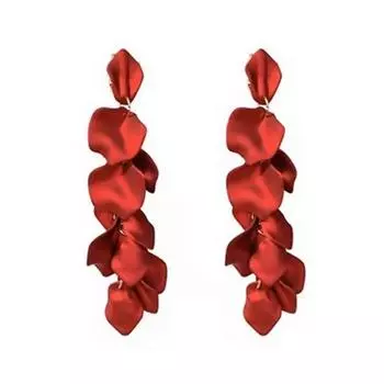 Zoozmini Blue Petals Earrings Women Retro Exaggerated Tassel Earrings Korean Series High-Grade Light Luxury Earrings Earrings Red