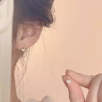 Zoozmini Exquisite Mini Shiny Small Love Heart Stud Earrings Outdoor All-Matching Ear-Caring Invisible Cute Triangle Earrings heart shape