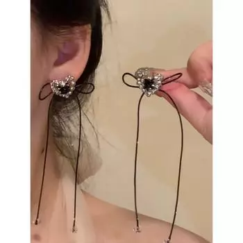 Zoozmini Strap Female Black Frosty Style Earrings 1 pair of ear clips