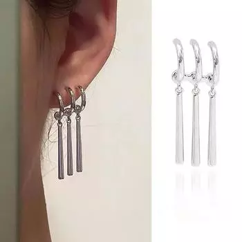 Zoro Girl Серебряный кафф на одно ухо 925 пробы с серьгами-пусетами в виде трех перетекающих кругов для женщин